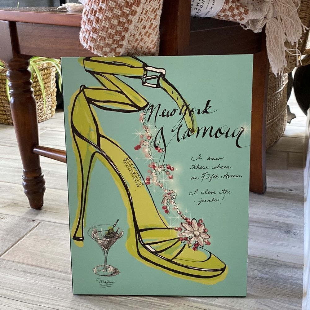 New York Glamour Wood Frame Heel Shie Martini Decor Painting - Picture 7 of 7